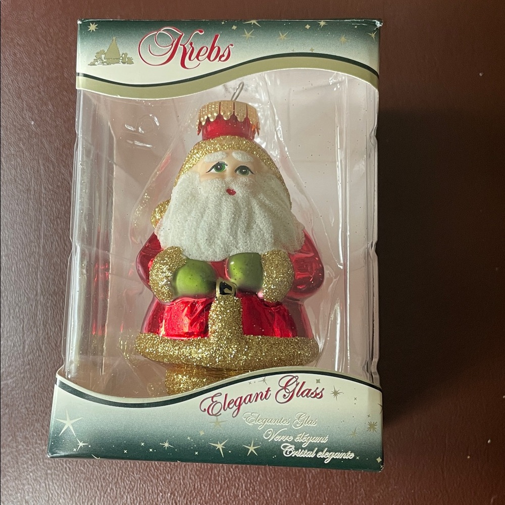 Krebs Elegant Glass Santa Christmas Ornament 2011